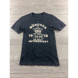 VTG Hofbrauhaus Munchen Oktoberfest 1978 HB Crown Graphic T-Shirt Black Mens XS